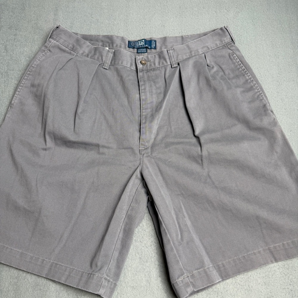 Polo‎ Ralph Lauren Tyler Short Mens 36 Gray Pleated Cotton Chino Shorts